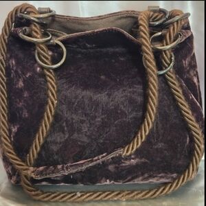 Saks Fifth Avenue Dark Brown Velvet Drawstring Shoulder Bag